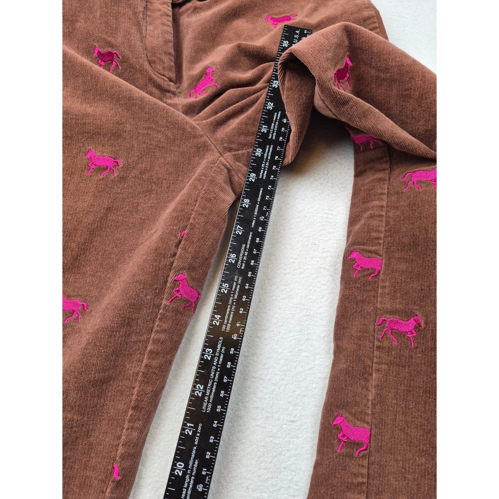 Lilly Pulitzer Brown Corduroy Horse Embroidered Pants Pink Equestrian Size 6 - Picture 4 of 15